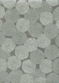 Lokta pompons argent fond gris (50x70)