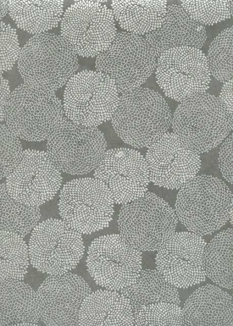 Lokta pompons argent fond gris (50x70)