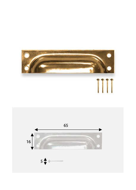 Poignées coquillle rectange doré (65x16mm) + clous de fixations