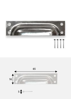 Poignées coquillle rectange argent (65x16mm) + clous de fixations