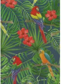 Les perroquets fond exotique vert et bleu (70x100)