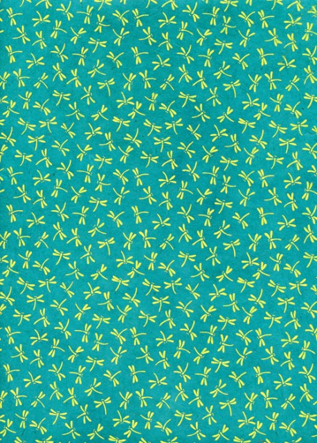 Lokta libellules jaunes fond turquoise (50x75)