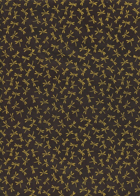 Lokta libellules jaunes fond noir (50x75)