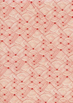 Lokta entrelacs rouge fond ivoire (50x75)