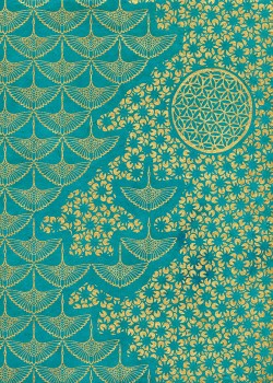 Lokta planche japonaise turquoise et or (50x75)