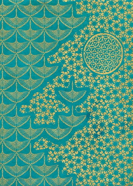Lokta planche japonaise turquoise et or (50x75)