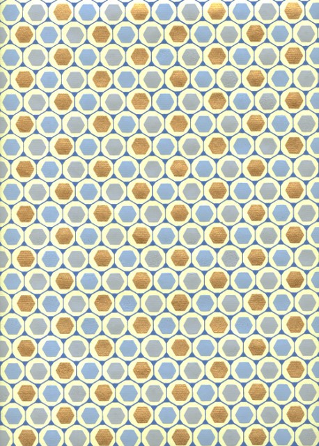 "Nid d'abeilles" bleu et or (50x70)
