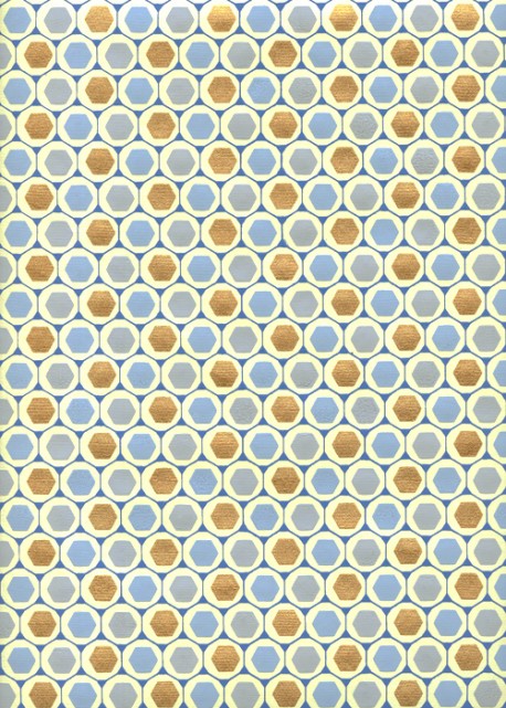 "Nid d'abeilles" bleu et or (50x70)