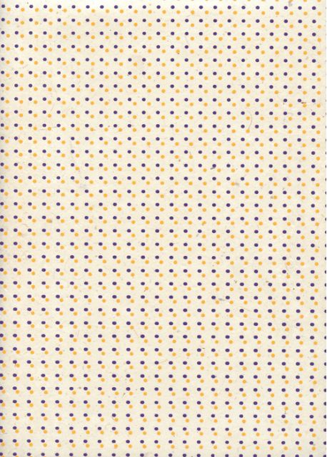 Lokta les petits points violets et orange fond ivoire (50x75)
