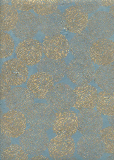 Lokta pompons or fond bleu (50x70)