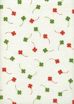 Papier murier trèfles rouges et verts (56x78)