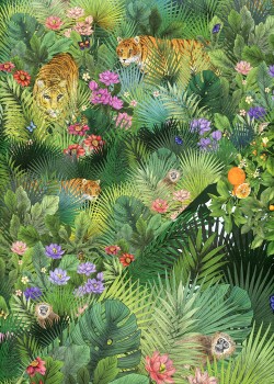 Recto verso "La savane / les tigres dans les feuillages" (50x70)
