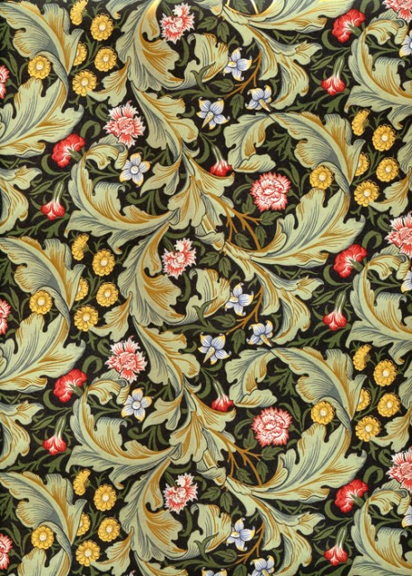 Tapisserie floral verte et jaune fond noir réhaussé or (50x70)