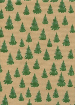 "Kraft fantaisie" les sapins de Noël fond kraft (70x100)