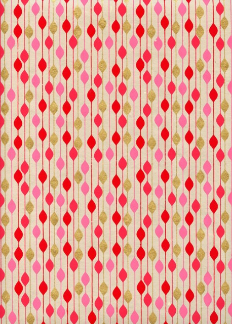 "Guirlande" rouge rose et or (50x70)
