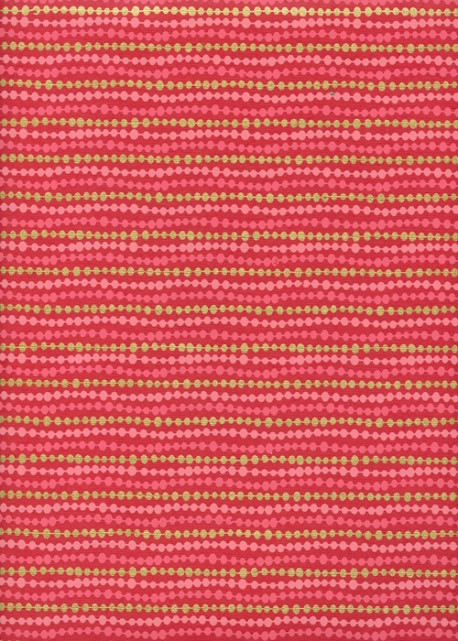 Guirlande de perles roses et or fond rouge (50x70)