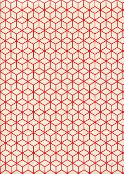 Lokta cubique rouge fond ivoire (50x75)