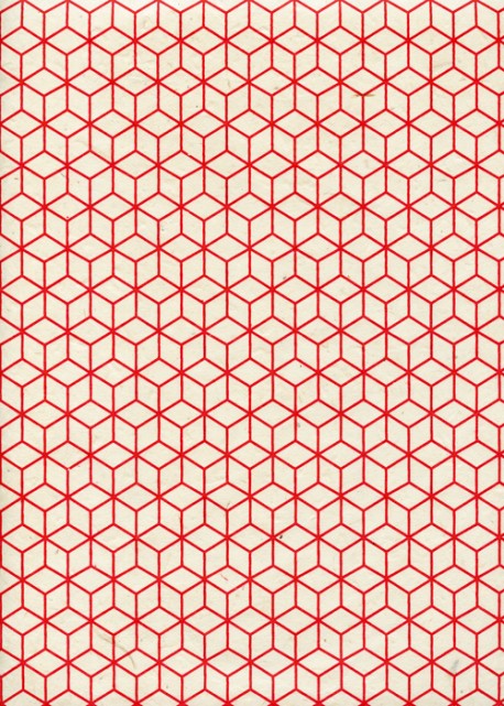 Lokta cubique rouge fond ivoire (50x75)