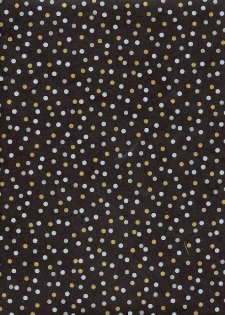 Lokta "Cosmos" pois or argent et blanc fond noir (50x75)