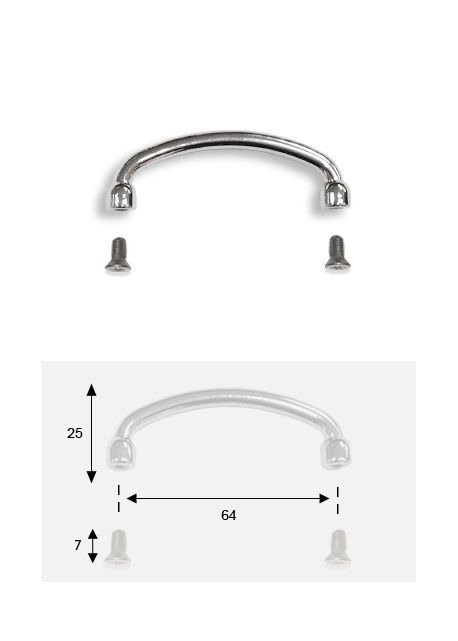 Poignée (64mm) argent + vis