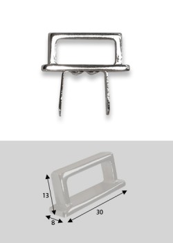 Poignées rectangles argent sur platine (30mm)