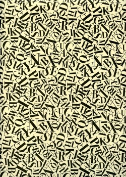 Pêle-mêle de lettres noires fond ivoire (70x100)