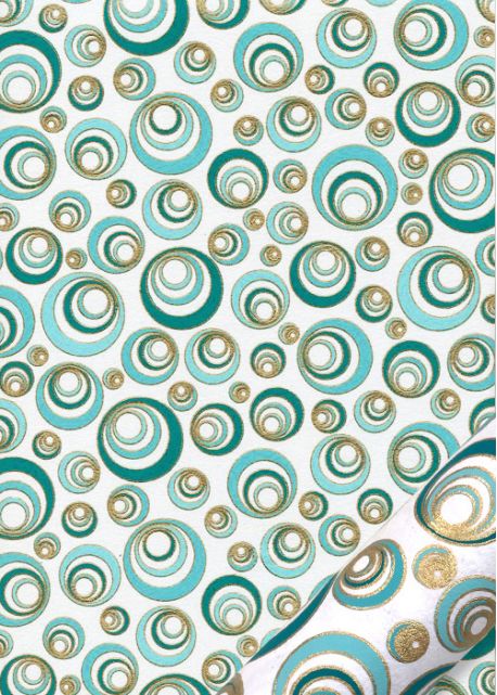 "Spirale" turquoise et or (50x70)
