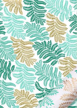 "Feuillage" turquoise et or (50x70)