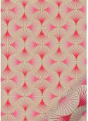 "Coquille" framboise et or fond lin (50x70)