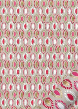"Goutte" framboise blanc et or fond lin (50x70)