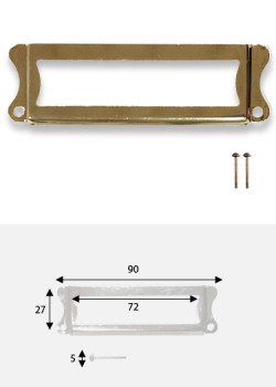 Porte-étiquette festonné doré (72x27mm) + fixations