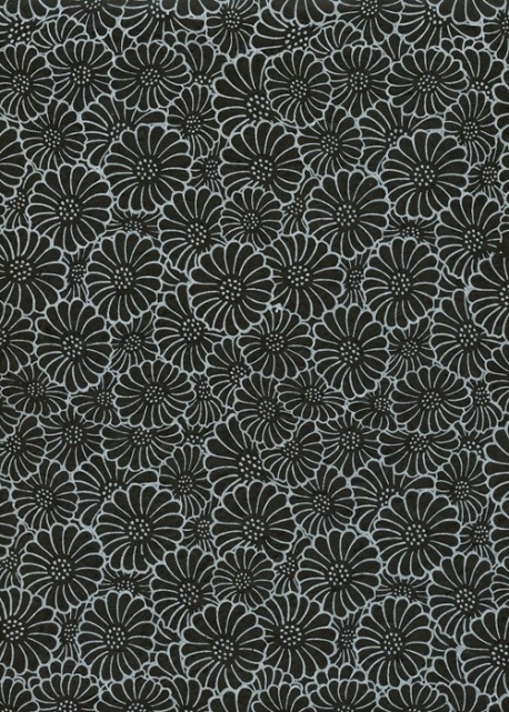 Papier lokta floral blanc sur fond noir (50x75)