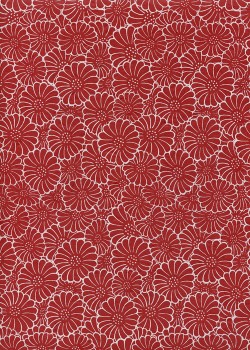 Papier lokta floral blanc sur fond rouge (50x75)