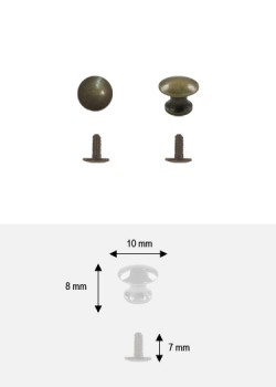 Bouton lentille bronze PM + vis (Ø10 H:08mm)