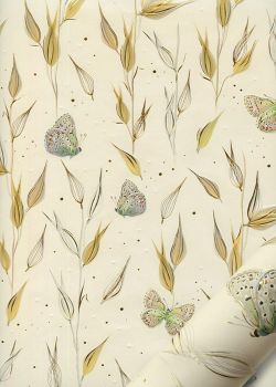 Papier Turnowsky herbes et papillons réhaussé or (50x70)