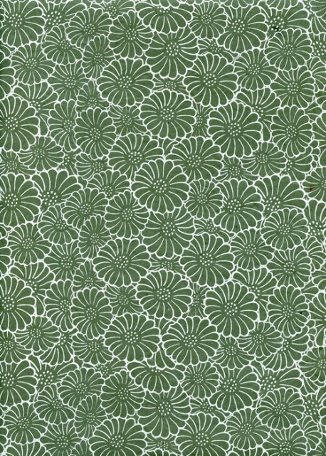 Papier lokta floral blanc sur fond vert (50x75)