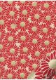 Papier lokta marguerites rouges coeur or fond naturel (50x75)