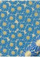 Papier lokta marguerites bleues coeur or fond naturel (50x75)