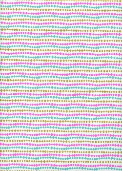 Guirlande de perles menthe fuschia et or sur fond blanc (50x70)