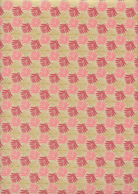 "Mini feuillage" framboise rose et or (50x70)