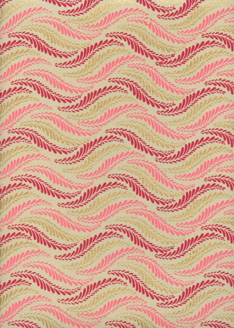"Guirlande de feuilles" framboise rose et or (50x70)