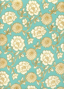 "Floral" turquoise et or (50x70)