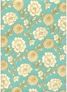 "Floral" turquoise et or (50x70)