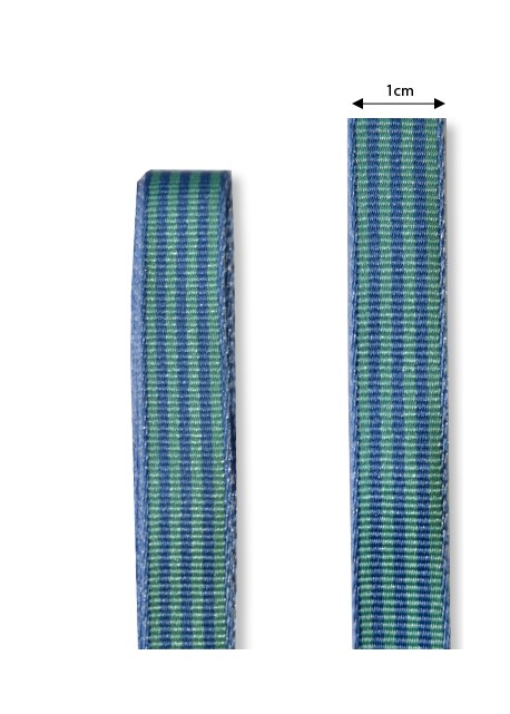 Ruban décoratif rayés vert et bleu