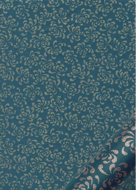 Kinkaku "floral argent fond bleu" (48x64)