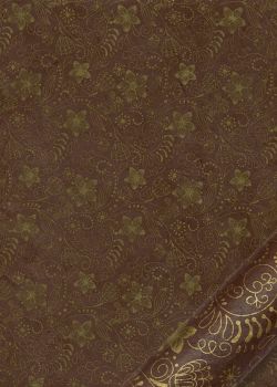 Papier lokta arabesques florales or fond brun (50x75)