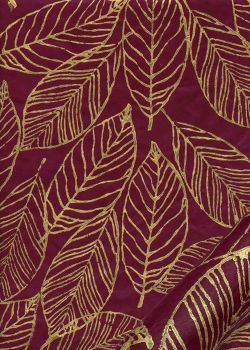 Papier lokta feuilles or fond bordeaux (50x75)