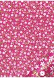 Papier lokta semis de fleurs blanches et or fond fuschia (50x75)