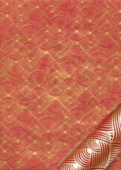 Papier lokta entrelacs or fond rouge (50x75)