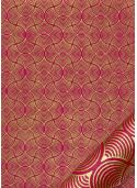 Papier lokta coquilles or fond framboise (50x75)